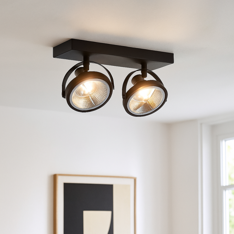 Lampada da soffitto nera moderna, Morris