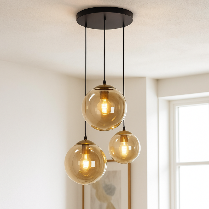 Lampada a sospensione ambrata design, Dolf Lampada a sospensione ambrata design, Dolf