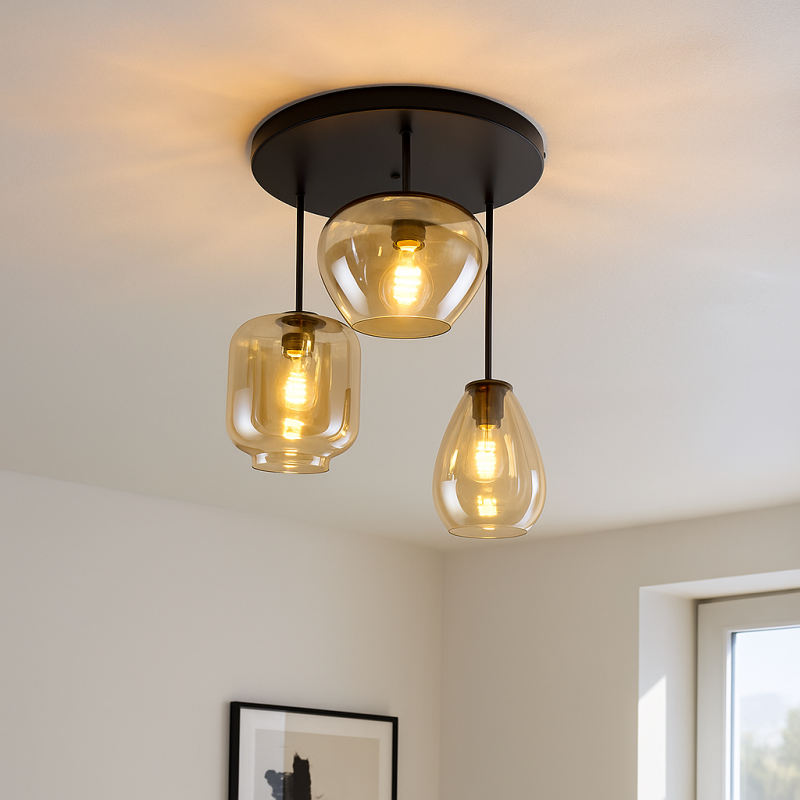 Lampada da soffitto ambrata moderna, Caia