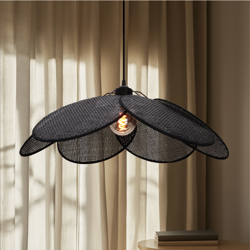 Lampada a sospensione in rattan nera, Rowen Lampada a sospensione in rattan nera, Rowen