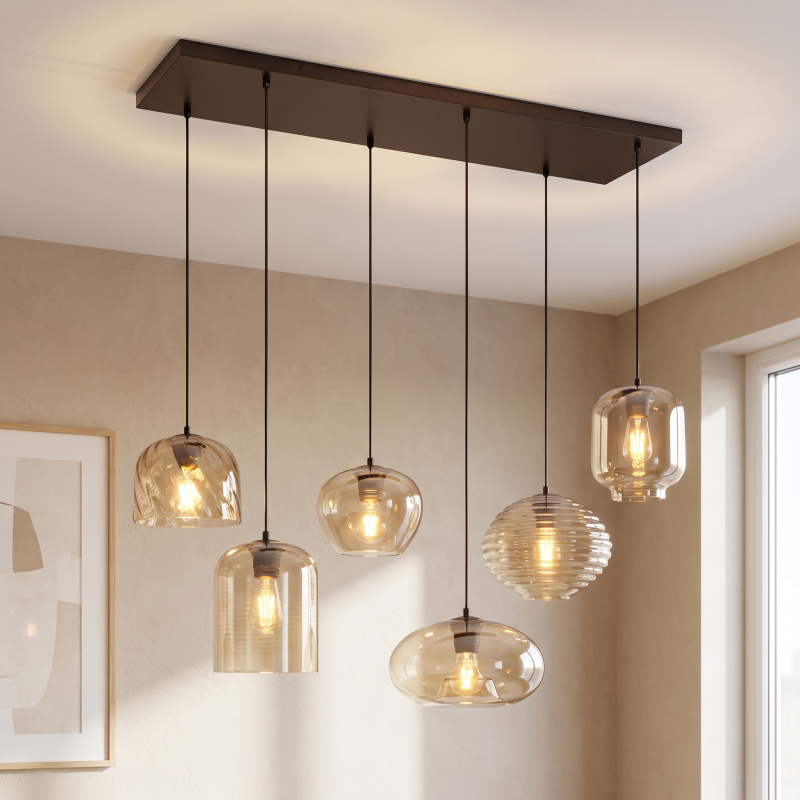 Lampada a sospensione ambrata moderna, Caia Lampada a sospensione ambrata moderna, Caia
