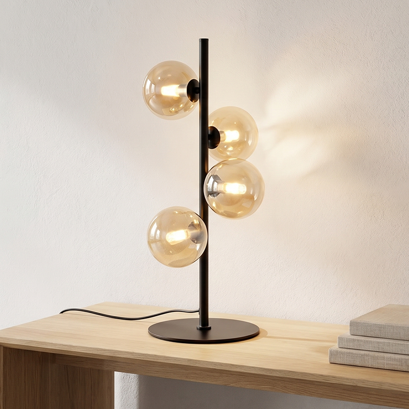 Lampada da tavolo ambrata design, Remo, con interruttore Lampada da tavolo ambrata design, Remo, con interruttore