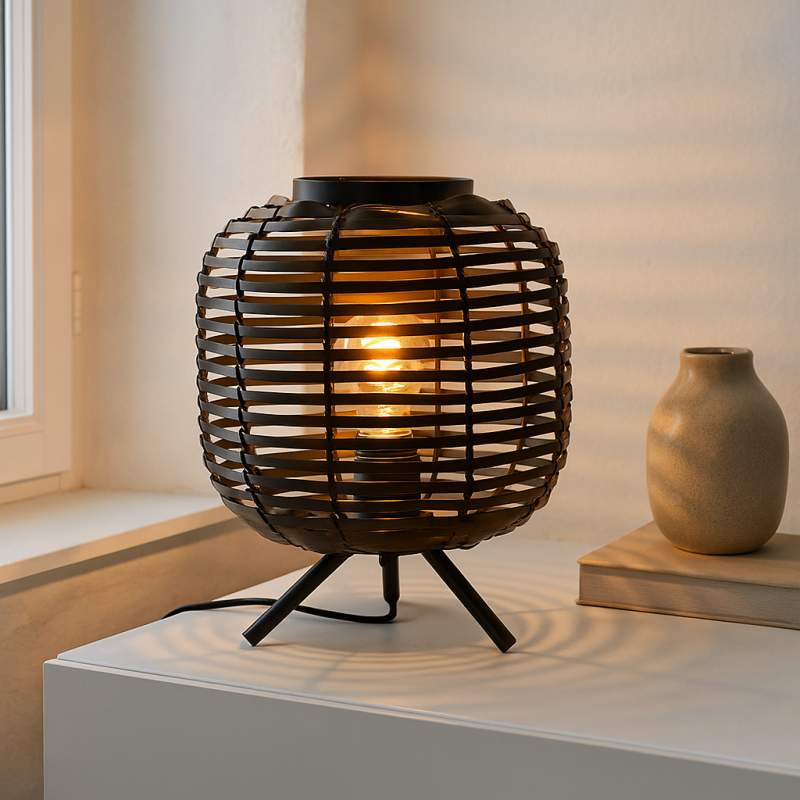 Lampada da tavolo nera industriale, Pinar, con interruttore