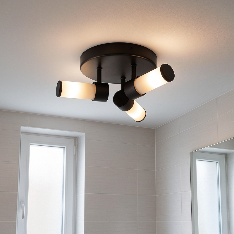 Lampada da soffitto da bagno nera moderna, Callum, IP44