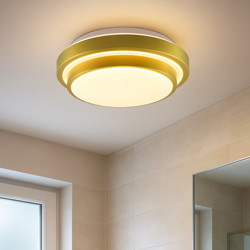 Lampada da soffitto da bagno dorata moderna, Jaro, 12W, 3000K LED, IP44