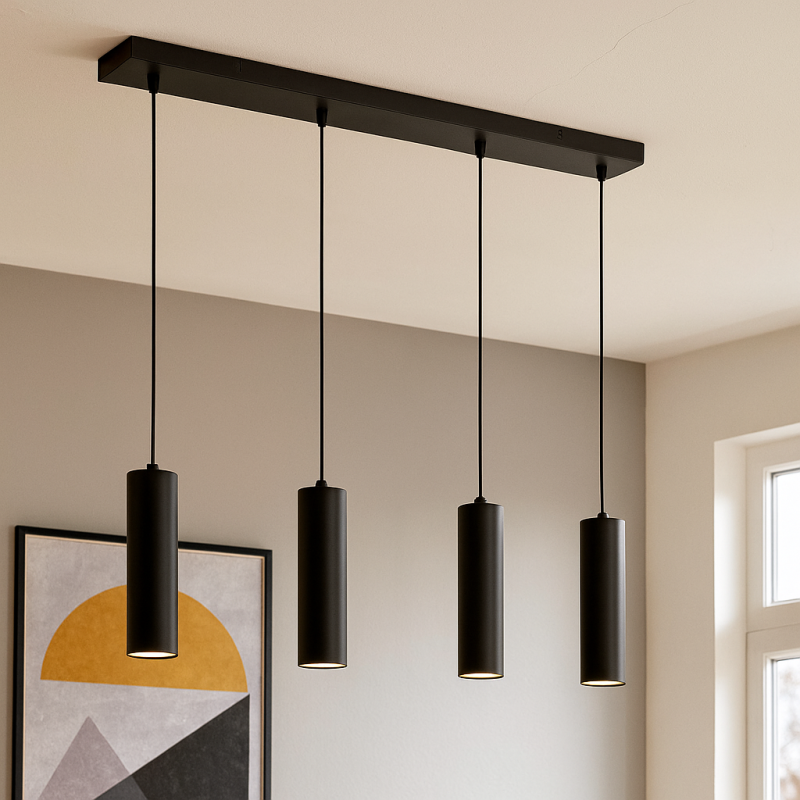 Lampada a sospensione per tavolo da pranzo nera moderna, Carlos Lampada a sospensione per tavolo da pranzo nera moderna, Carlos