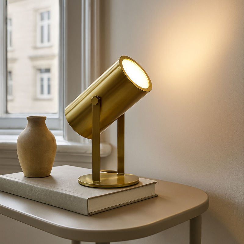 Lampada da tavolo ricaricabile in ottone moderna, Elko, 2W, 3000K LED, con interruttore