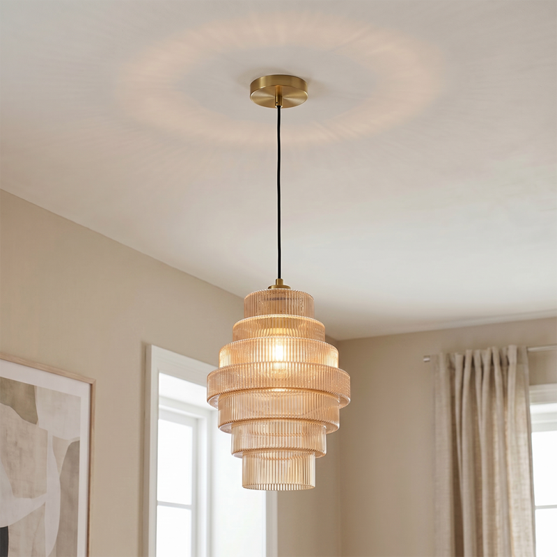 Lampada a sospensione ambrata retrò, Paris