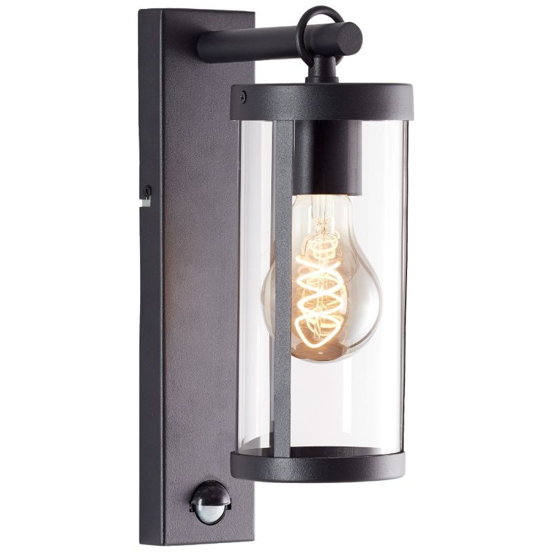 Applique da esterno con sensore di movimento nera moderna, Sjoukje, IP44 Applique da esterno con sensore di movimento nera moderna, Sjoukje, IP44