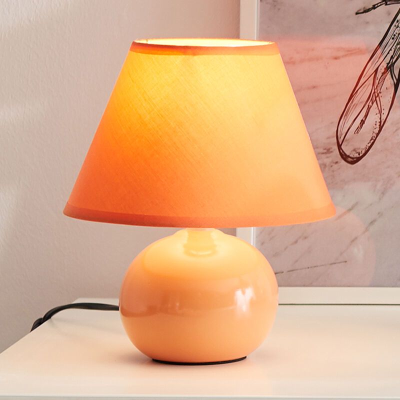 Lampada da tavolo in ceramica arancione, Pilar, con interruttore