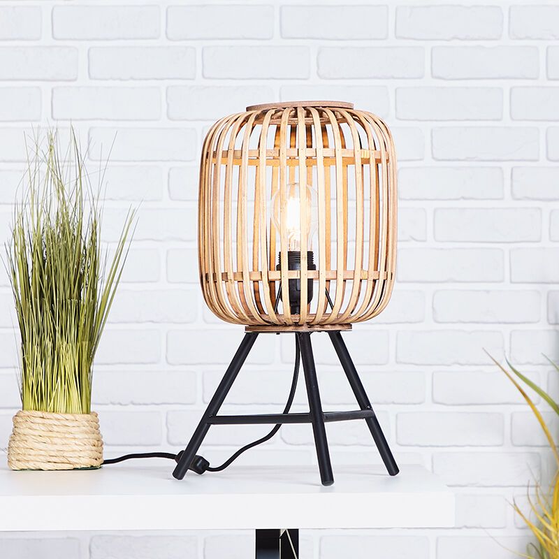 Lampada da tavolo marrone industriale, Brain, con interruttore