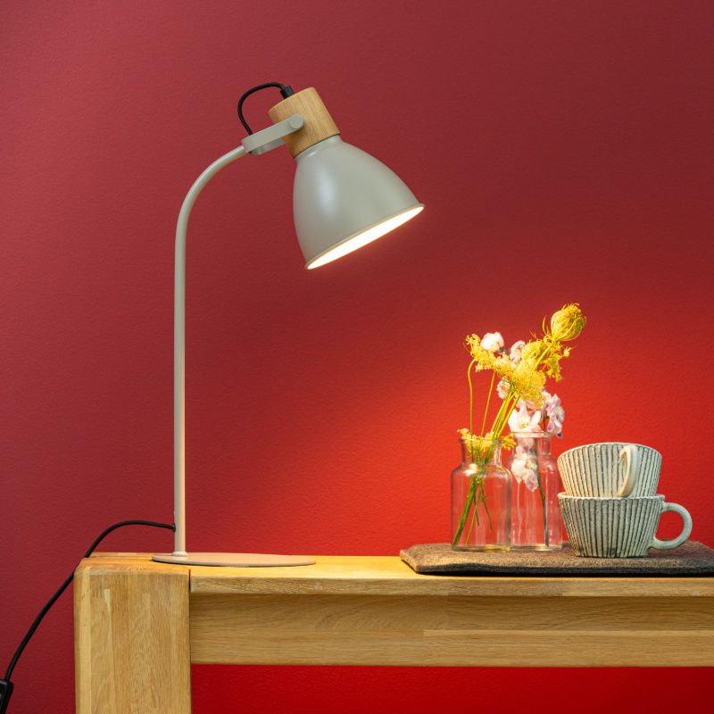 Lampada da tavolo tortora rustica, Thalina, con interruttore Lampada da tavolo tortora rustica, Thalina, con interruttore