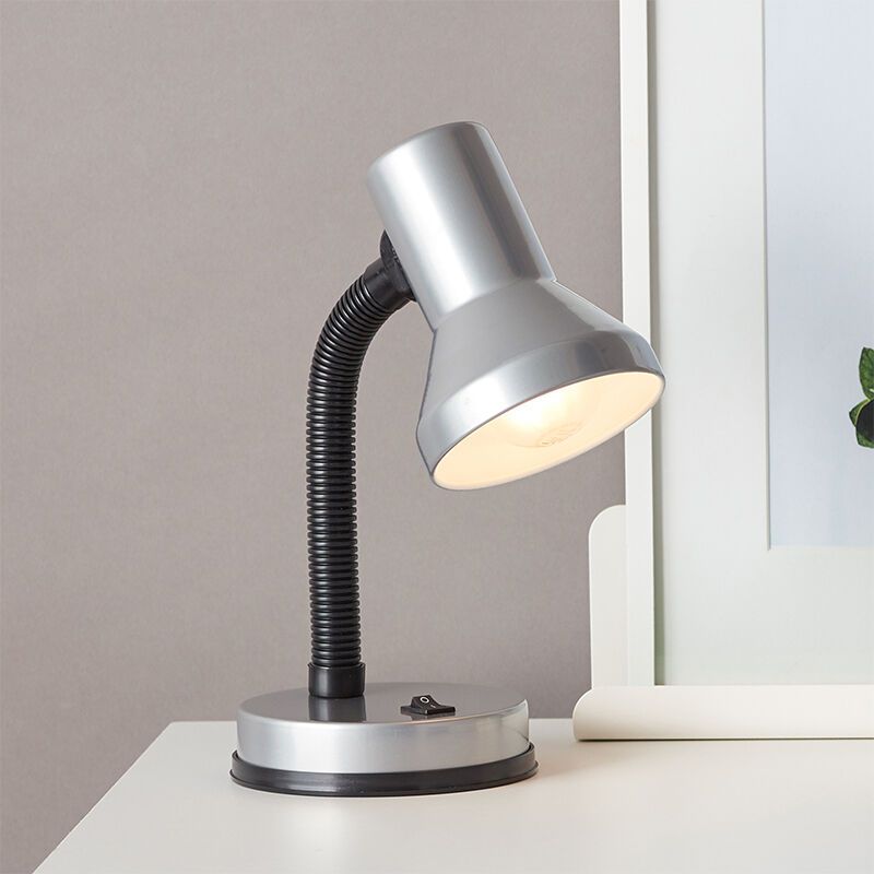 Lampada da scrivania grigia in plastica, Loet, con interruttore