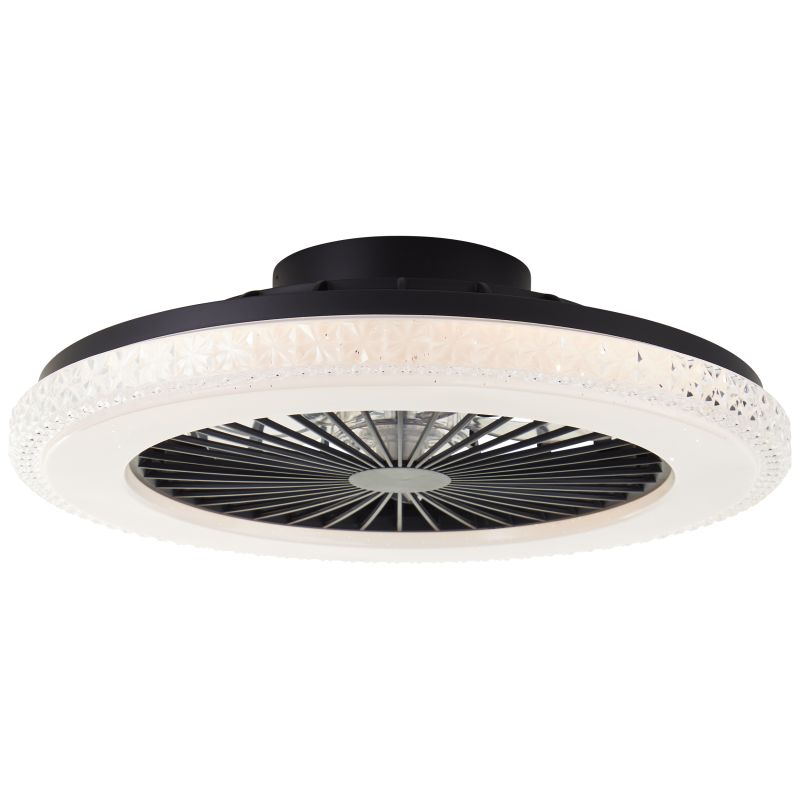 Ventilatore da soffitto nero moderno, Badria, 40W, RGBW LED, con telecomando Ventilatore da soffitto nero moderno, Badria, 40W, RGBW LED, con telecomando