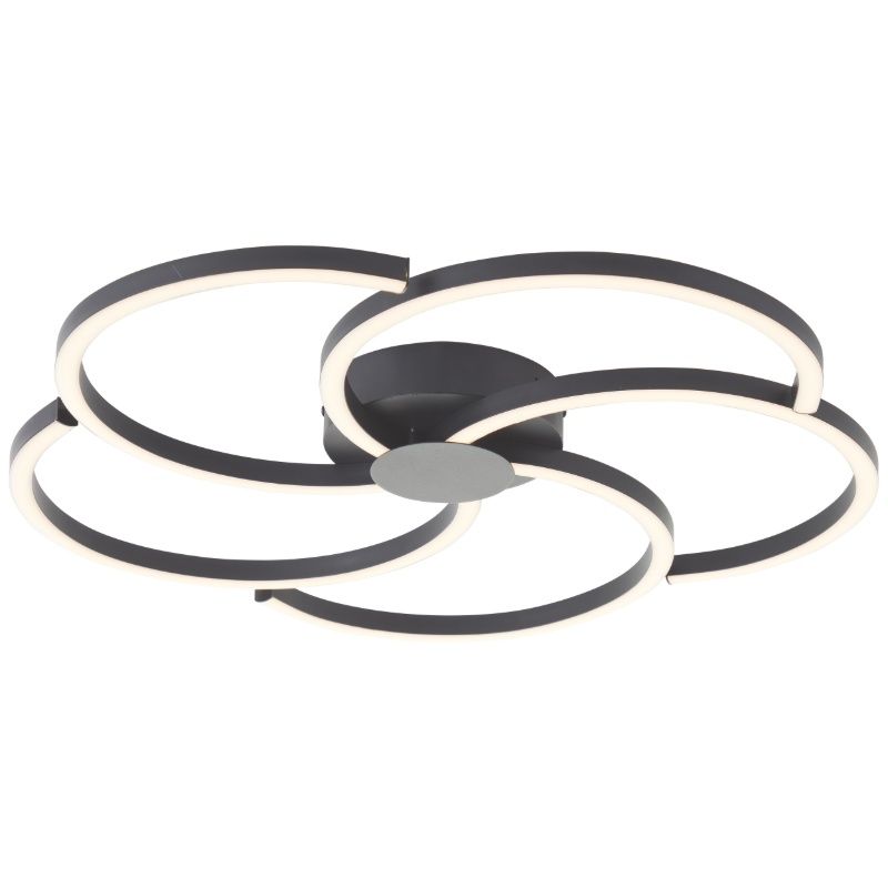 Lampada da soffitto nera design, Somia, 32W, 3000K LED, dimmer in 3 fasi Lampada da soffitto nera design, Somia, 32W, 3000K LED, dimmer in 3 fasi