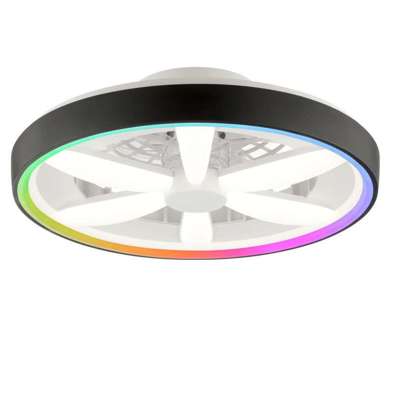 Ventilatore da soffitto nero in plastica, Roos, 48W, RGBW LED, con telecomando Ventilatore da soffitto nero in plastica, Roos, 48W, RGBW LED, con telecomando