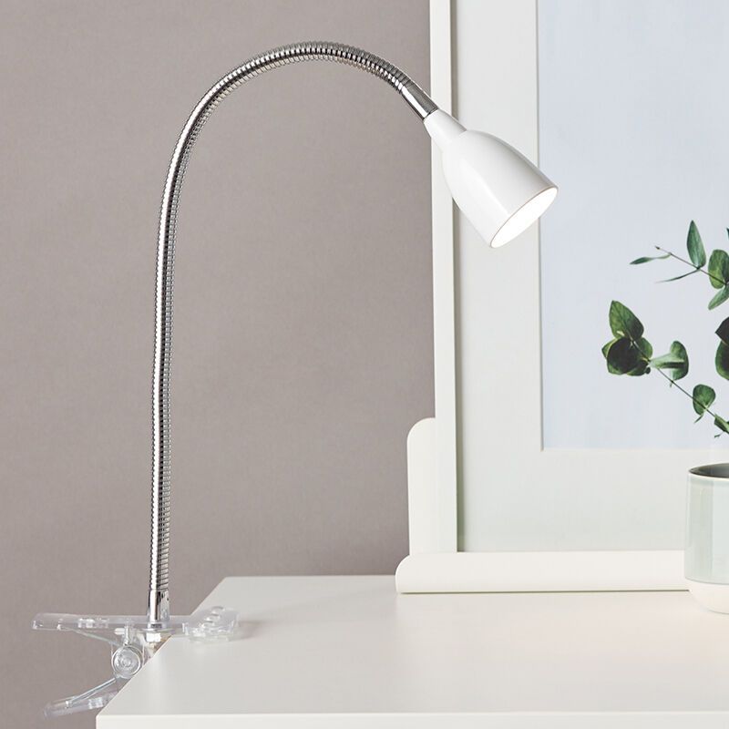 Faretto con pinza bianco in plastica, Kit, 2,4W, 3000K LED, con interruttore