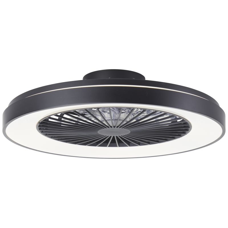 Ventilatore da soffitto nero moderno, Palmero, 40W, RGBW LED, con telecomando
