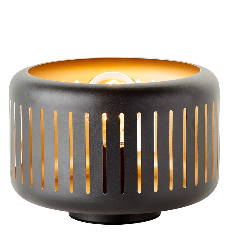 Lampada da tavolo nera industriale, Veronika, con interruttore