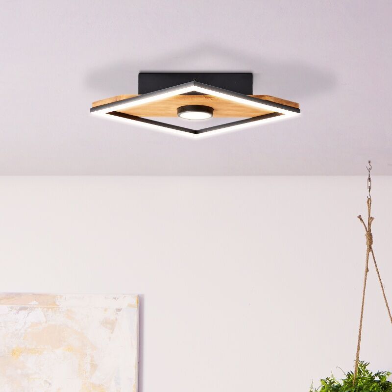 Plafoniera in legno nera, Virginia, 18W, 3000K LED Plafoniera in legno nera, Virginia, 18W, 3000K LED