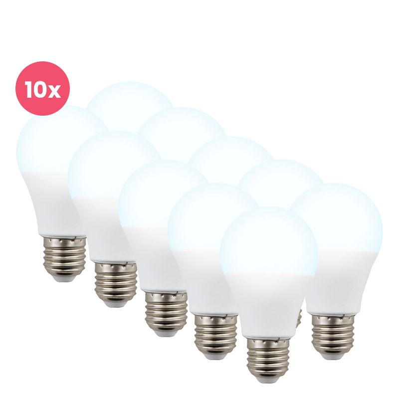 Confezione da 10 Lagiba lampadina LED E27 Bradley, A60, 7W, 6500K Confezione da 10 Lagiba lampadina LED E27 Bradley, A60, 7W, 6500K