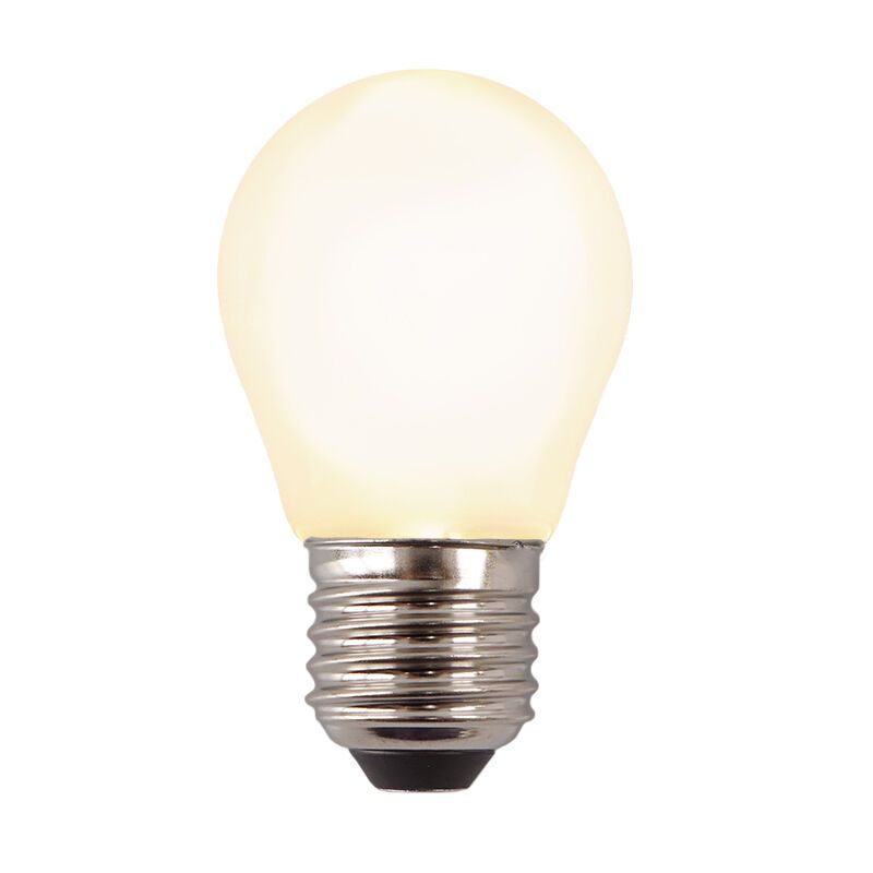 Lampadina LED Olucia E27 dimmerabile, P45, 3w, Vetro bianco, 2700k