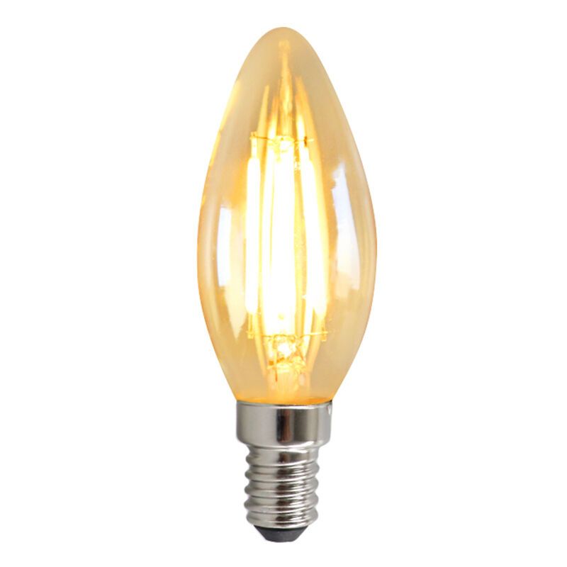 Candela LED Olucia E14 dimmerabile, 3w, vetro ambrato, 2200k