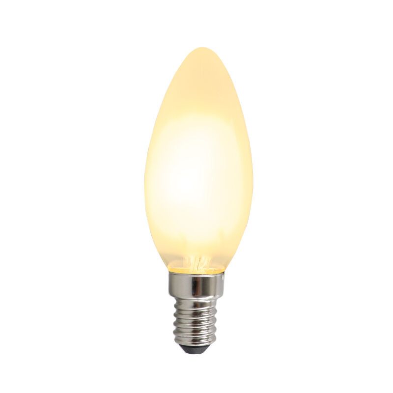 Candela LED Olucia E14 dimmerabile, 3w, Vetro bianco, 2700k
