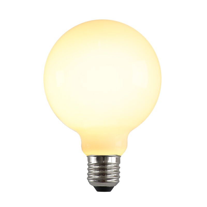 Lampadina LED Olucia E27 dimmerabile, G95, 5w, Vetro bianco, 2700k
