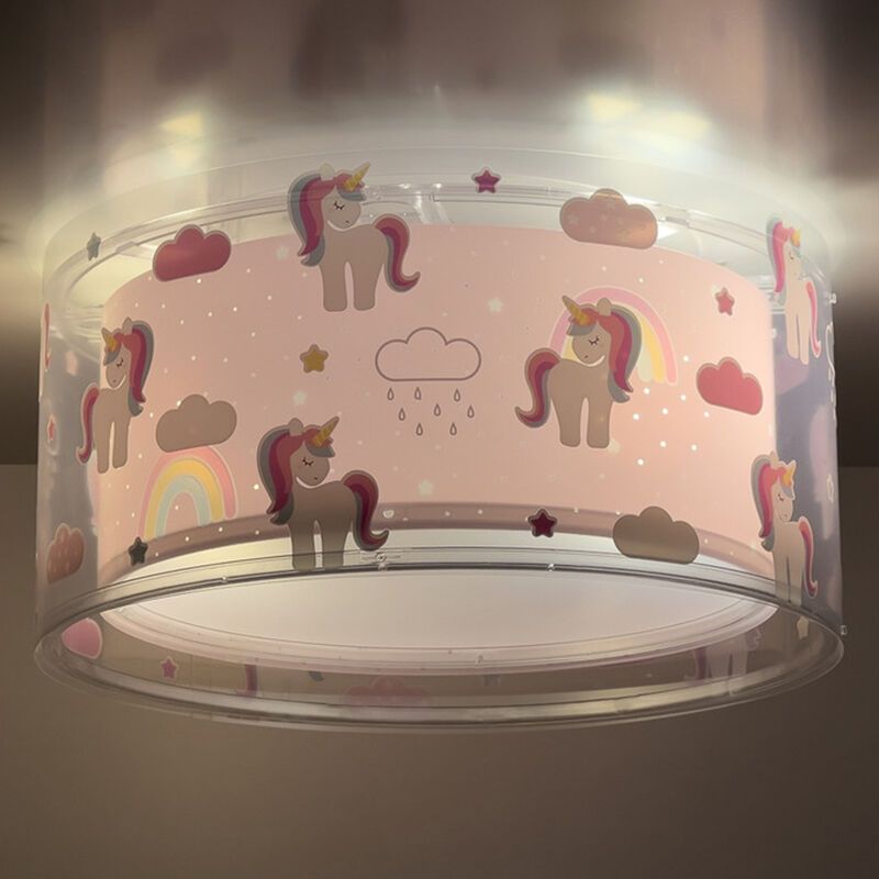 Lampada da soffitto per bambini rosa in plastica, Unicorn