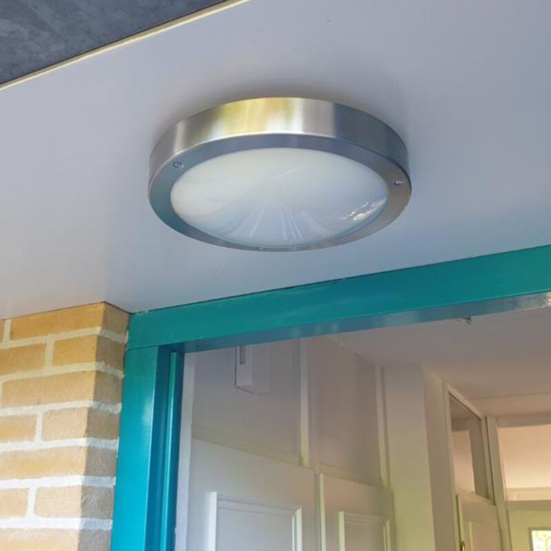 Applique da esterno con sensore crepuscolare argenta in vetro, Bob, IP44 Applique da esterno con sensore crepuscolare argenta in vetro, Bob, IP44