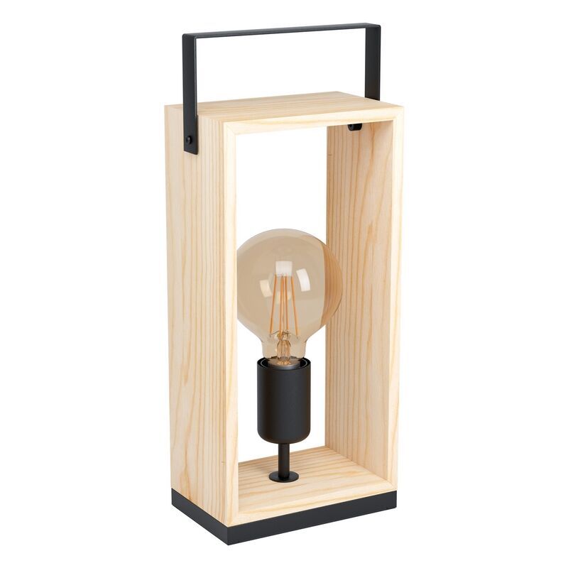 Lampada da tavolo in legno nera, Olaf, con interruttore Lampada da tavolo in legno nera, Olaf, con interruttore