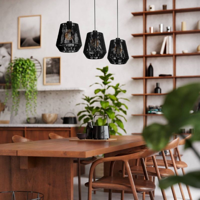 Lampada a sospensione di carta nera, Caine