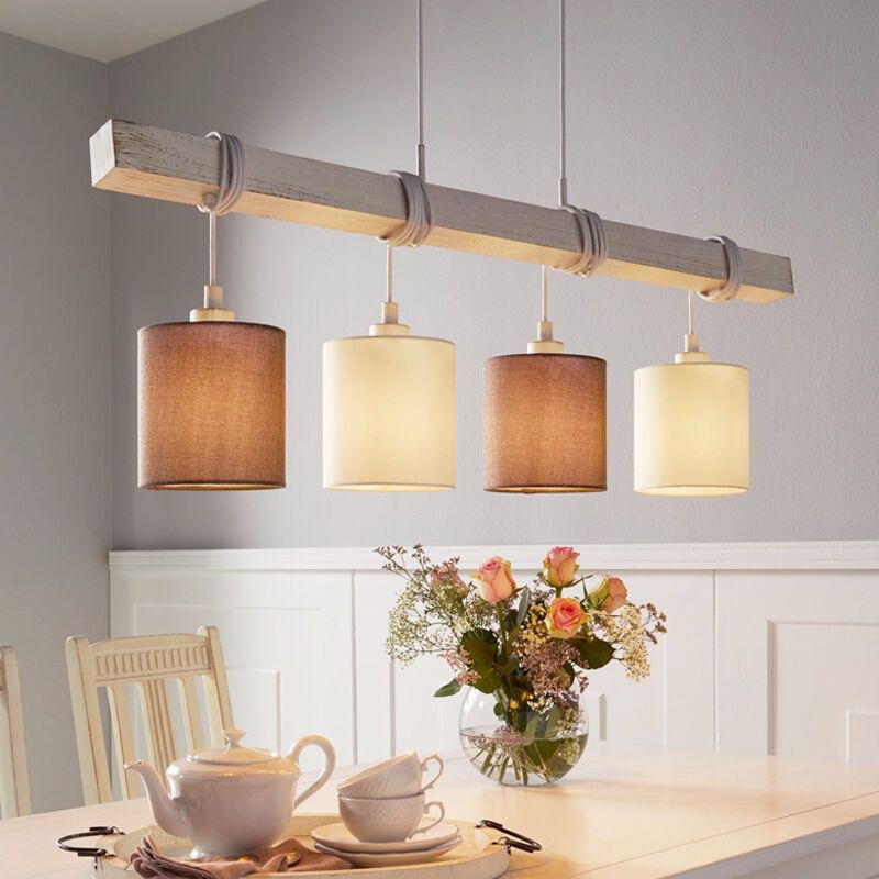 Lampada a sospensione in legno bianca, Anton