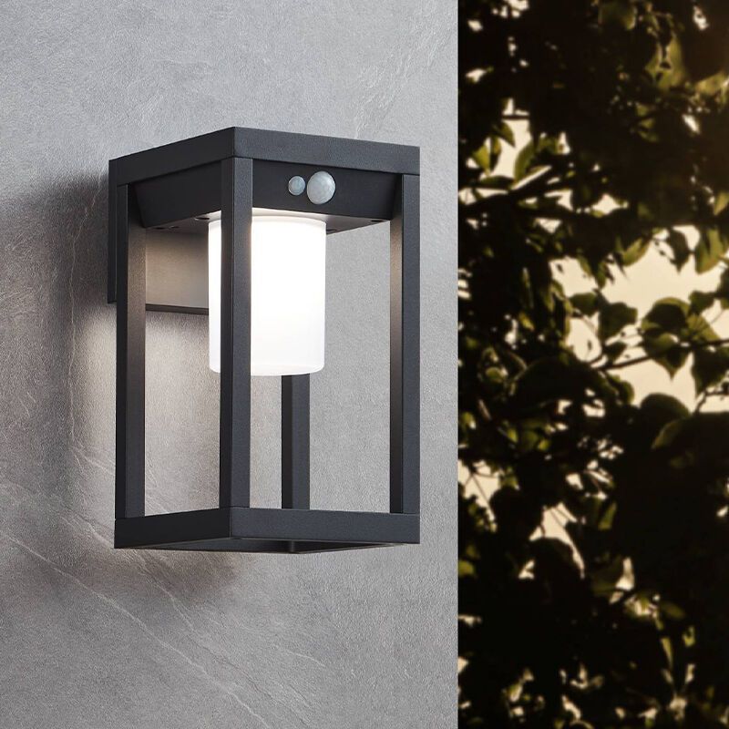 Applique da esterno solare nera in alluminio, Kwame, 3,7W, 4000K LED, IP44 Applique da esterno solare nera in alluminio, Kwame, 3,7W, 4000K LED, IP44