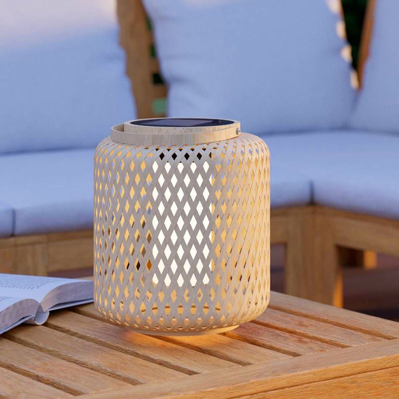 Lampada da tavolo solare marrone in legno, Hanin, 3,3W, 4000K LED, IP44, con interruttore Lampada da tavolo solare marrone in legno, Hanin, 3,3W, 4000K LED, IP44, con interruttore