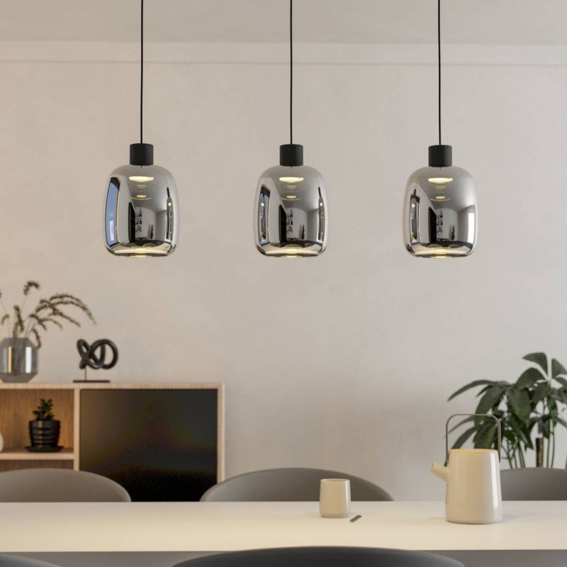 Lampada a sospensione intelligente nera in vetro, Tamika, 3,7W, RGBW LED