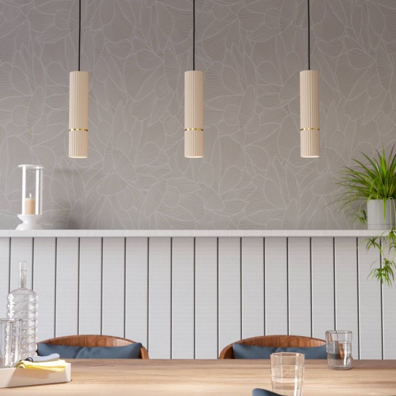 Lampada a sospensione beige in acciaio, Vahid