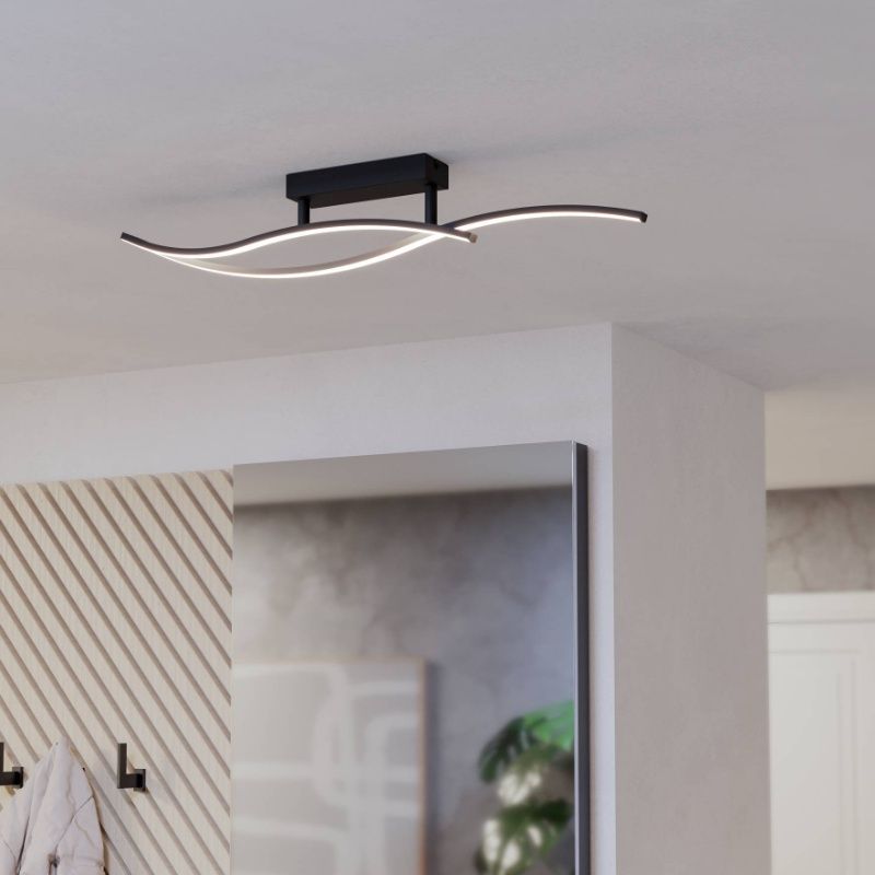 Lampada da soffitto nera in acciaio, Tevin, 12W, 4000K LED Lampada da soffitto nera in acciaio, Tevin, 12W, 4000K LED