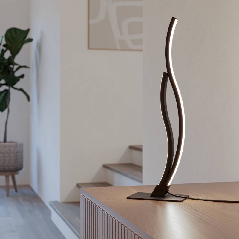 Lampada da tavolo nera in acciaio, Tevin, 12W, 4000K LED, con interruttore