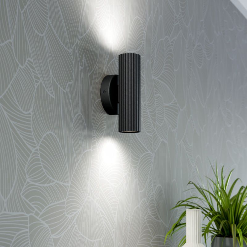 Lampada da parete up down nera in alluminio, Vikram