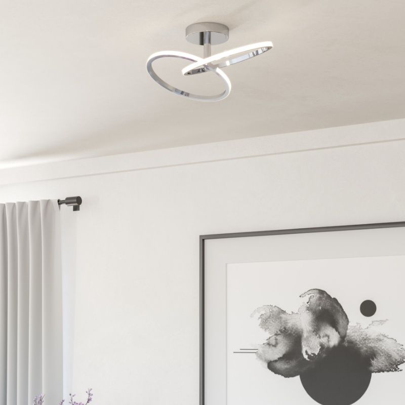 Lampada da soffitto cromata in acciaio, Minh, 12W, white switch LED