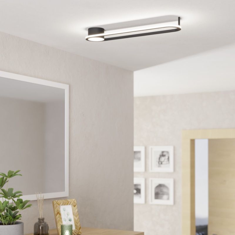 Lampada da soffitto nera in acciaio, Constance, 24W, white switch LED