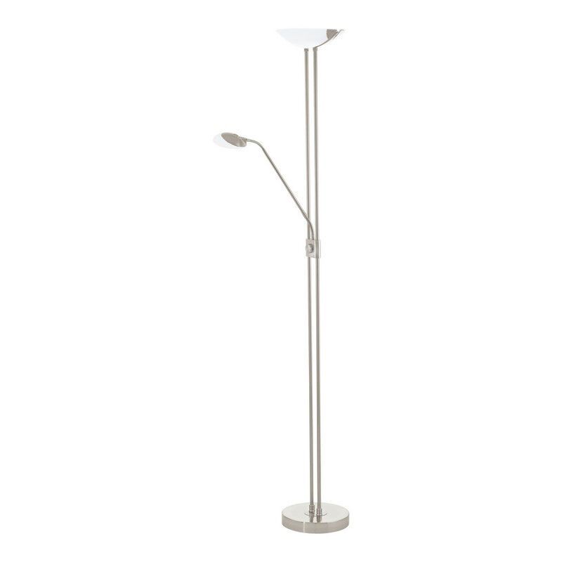 Piantana da lettura da terra in nichel in vetro, Brava, 20W, 3000K LED, con interruttore Piantana da lettura da terra in nichel in vetro, Brava, 20W, 3000K LED, con interruttore