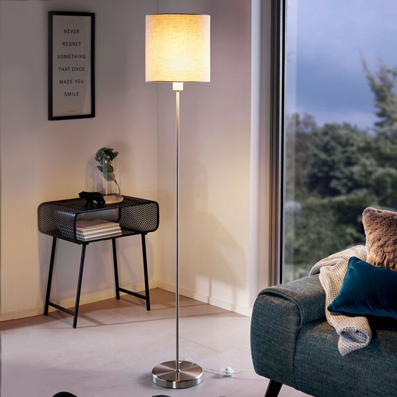 Lampada da terra tortora in tessuto, Abano, con interruttore