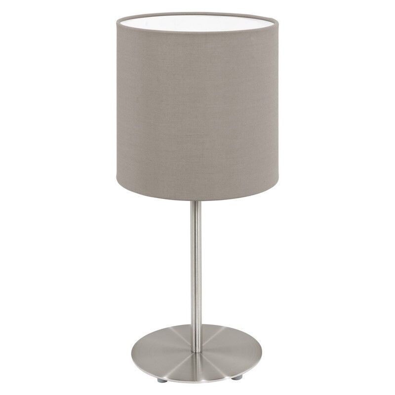 Lampada da tavolo tortora in tessuto, Abano, con interruttore Lampada da tavolo tortora in tessuto, Abano, con interruttore