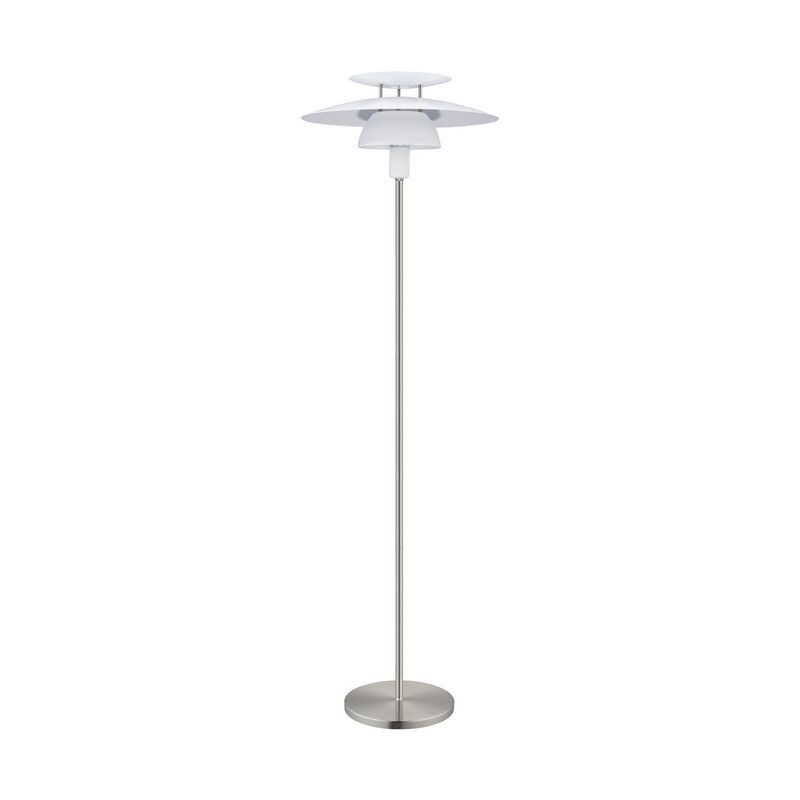 Lampada da terra in nichel in acciaio, Lariana, con interruttore