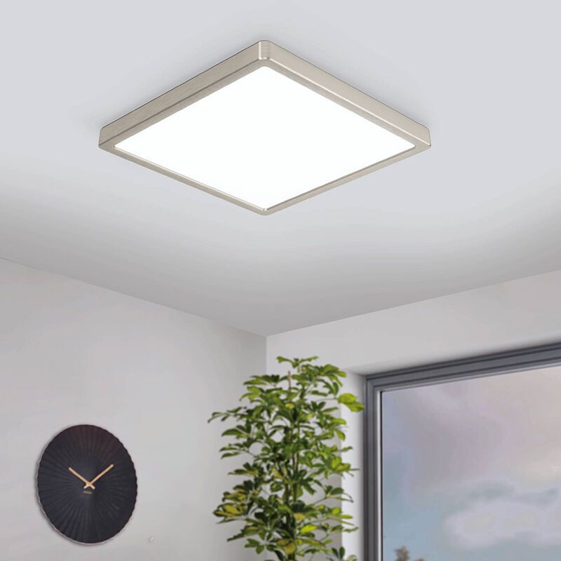 Plafoniera smart in nichel in plastica, Geraldo, 19,5W, bianco regolabile tra caldo e freddo LED, IP44