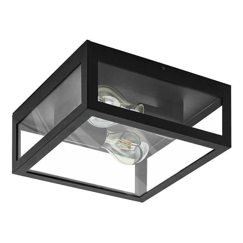 Lampada da soffitto da bagno nera in vetro, Amadou, IP44
