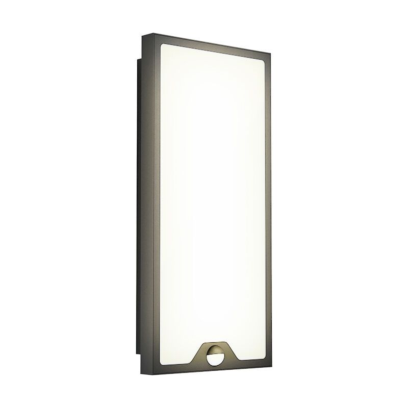 Applique da esterno con sensore di movimento nera in acciaio, Lydian, 16W, 3000K LED, IP44 Applique da esterno con sensore di movimento nera in acciaio, Lydian, 16W, 3000K LED, IP44